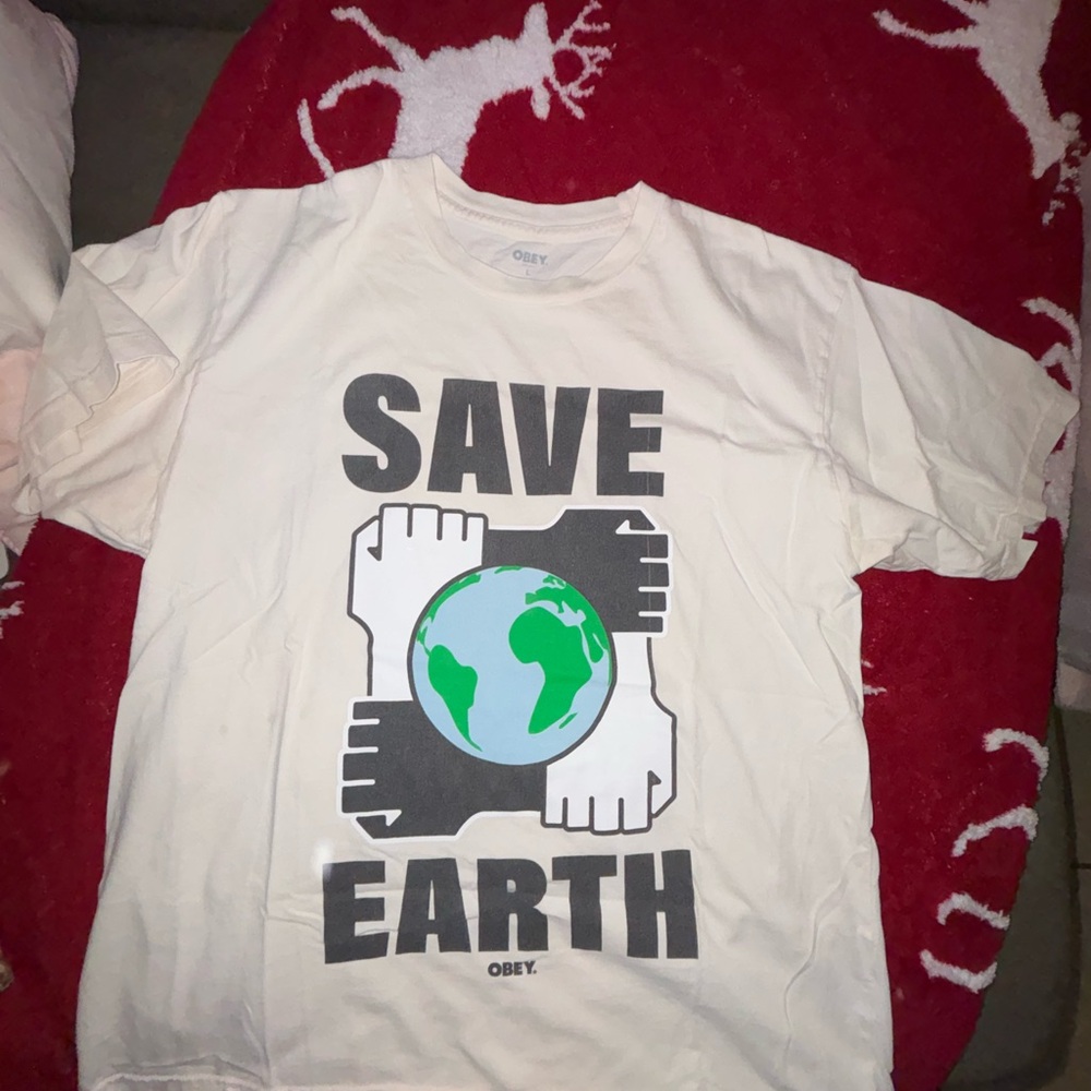 Obey Cream 'Save Earth' Graphic Tee